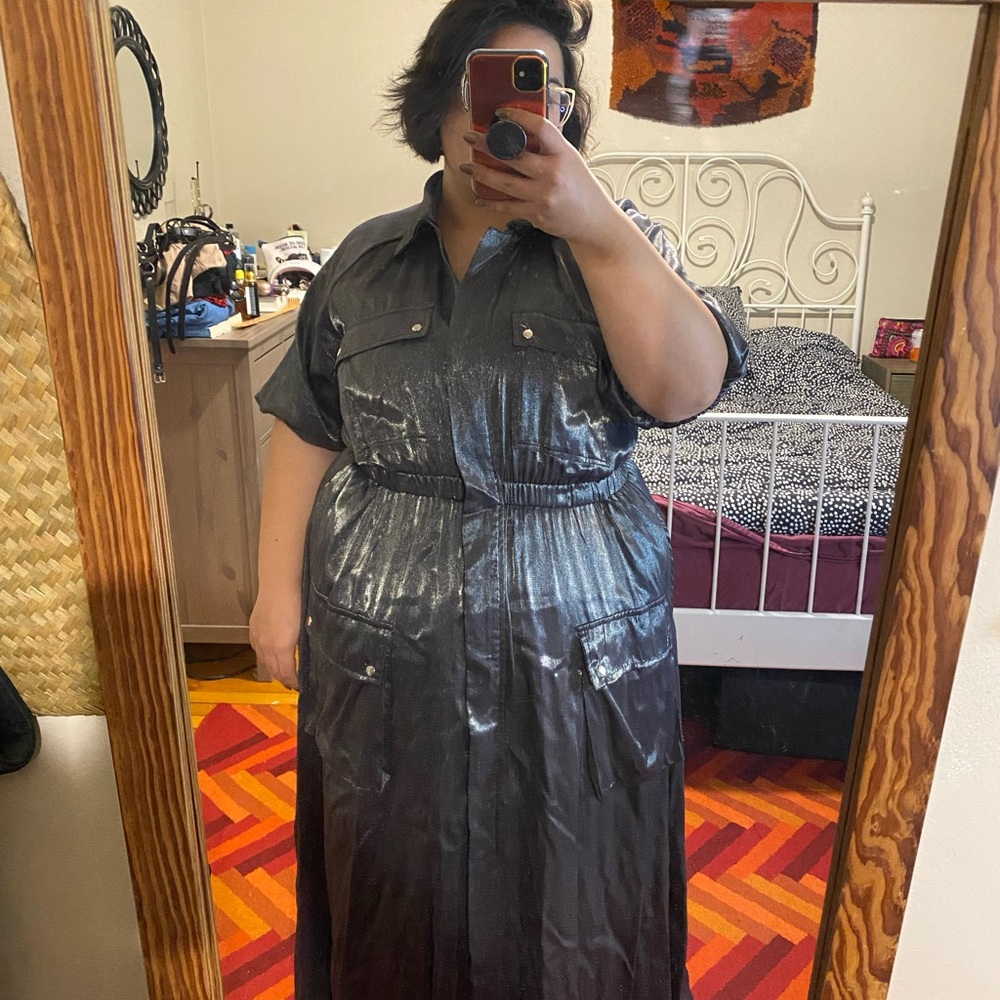 Oversized Gunmetal Cargo Dress
